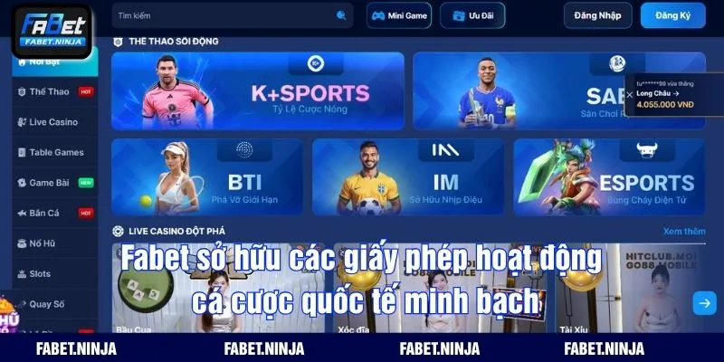 Fabet sở hữu các giấy phép hoạt động cá cược quốc tế minh bạch