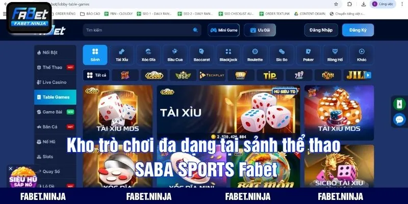 Kho trò chơi đa dạng tại sảnh thể thao SABA SPORTS Fabet