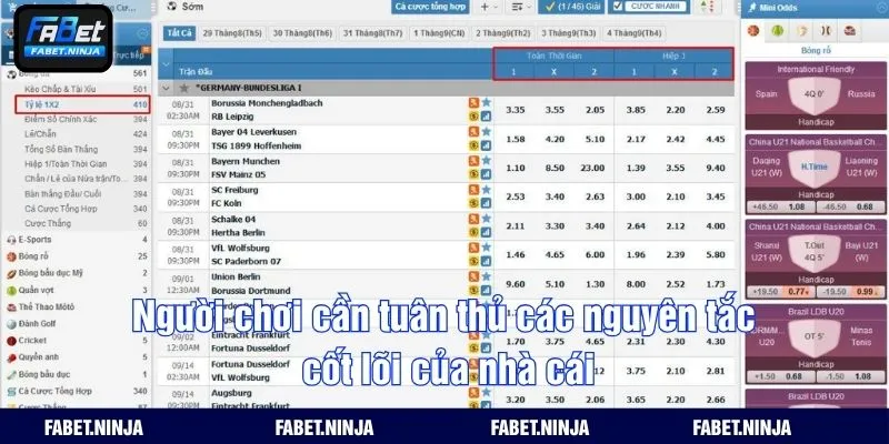 Người chơi cần tuân thủ các nguyên tắc cốt lõi của nhà cái