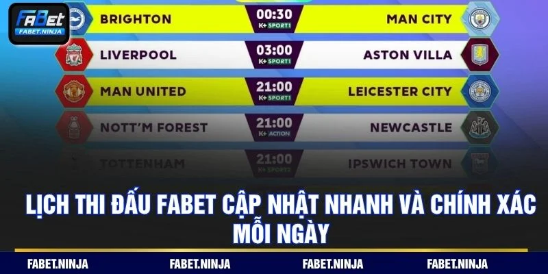 Lịch Thi Đấu Fabet Cập Nhật Nhanh Và Chính Xác Mỗi Ngày